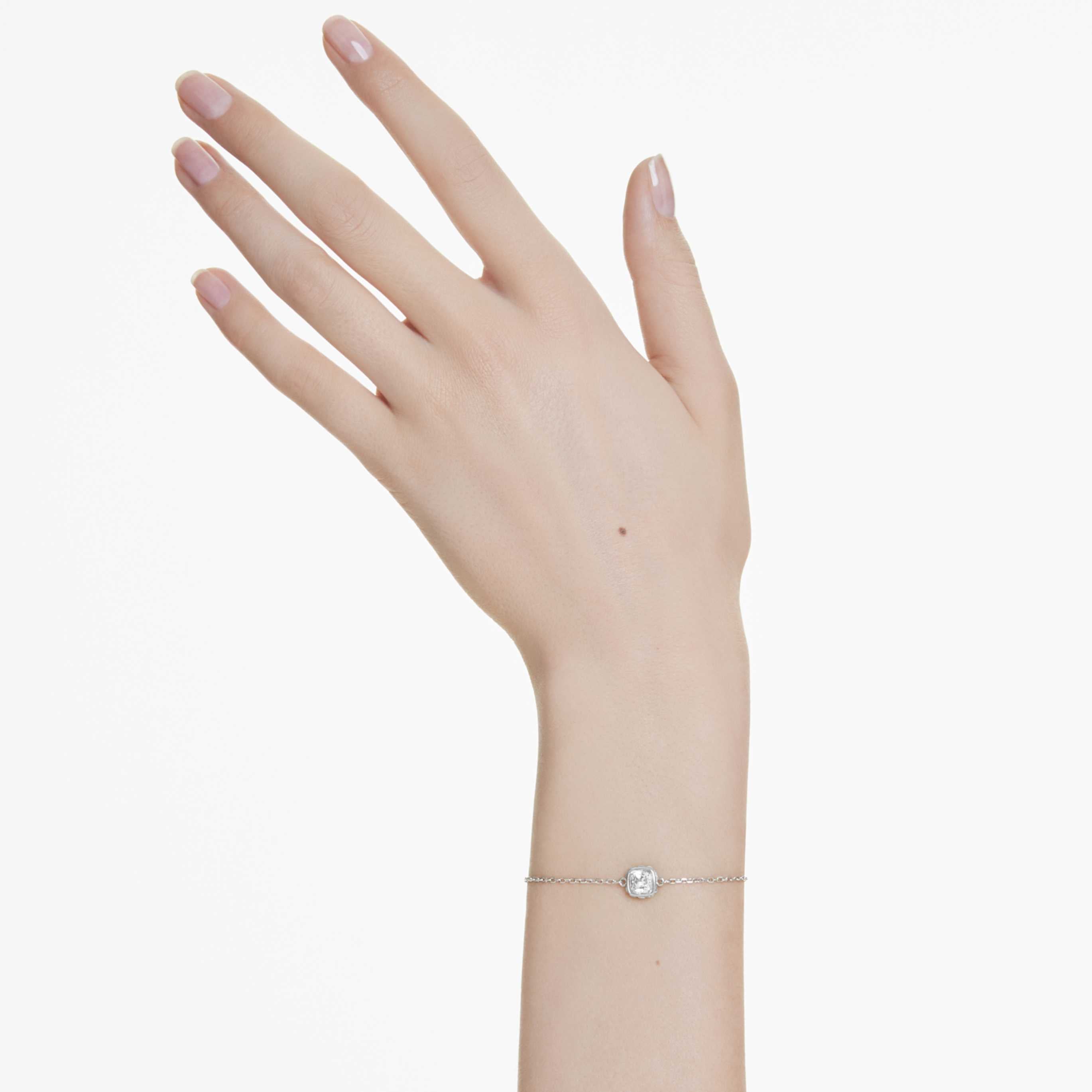 Swarovski Birthstone bracelet Square cut, December, Blue, Rhodium plated