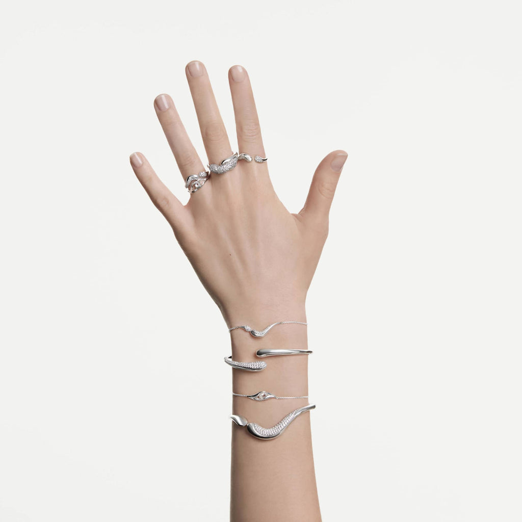 Swarovski Classica bangle Intertwining, Round cut, White, Sterling silver