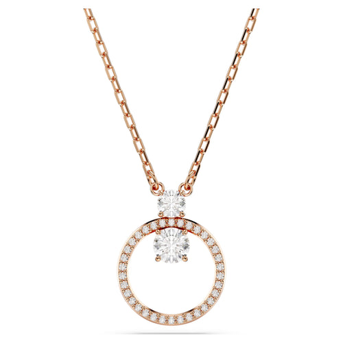 Swarovski Constella pendant Pavé, Round cut, White, 18K rose gold finish