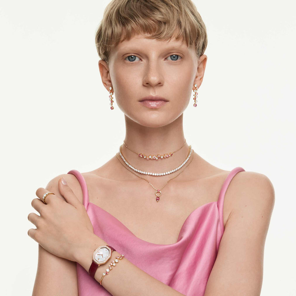 Swarovski Constella set Mixed cuts, Multicolored, 18K gold finish
