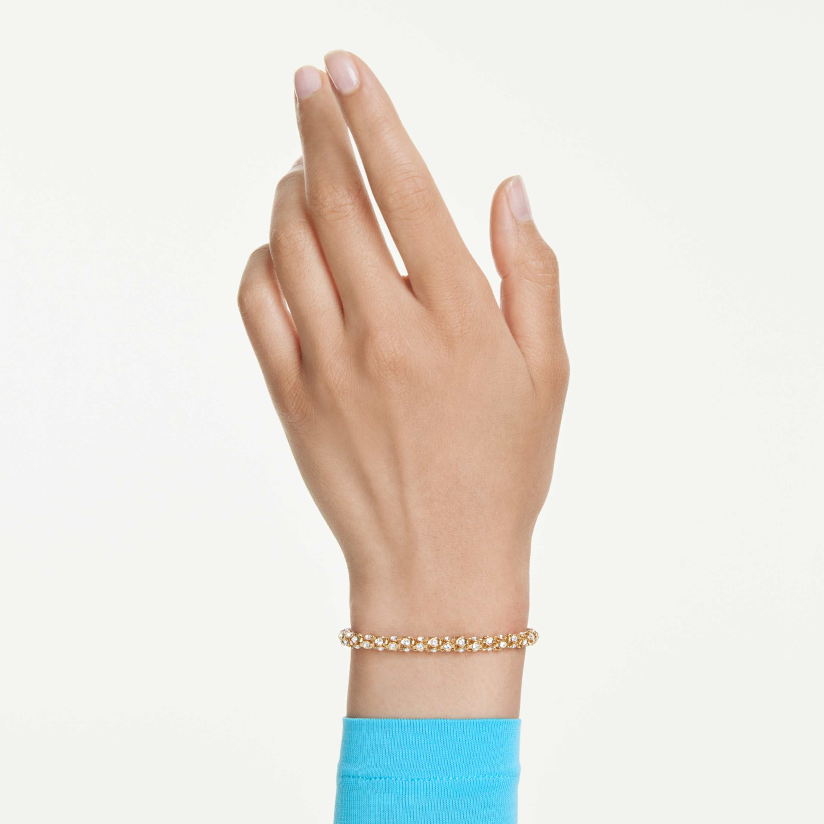 Swarovski Dextera bracelet Round cut, Green, 18K gold finish