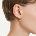 Swarovski Dextera hoop earrings Octagon shape, Round cut, Small, White, 18K rose gold finish