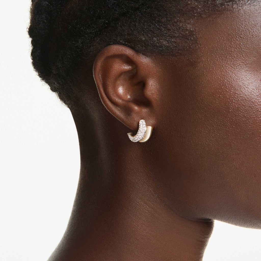 Swarovski Dextera hoop earrings Round cut, Mini, White, 18K gold finish
