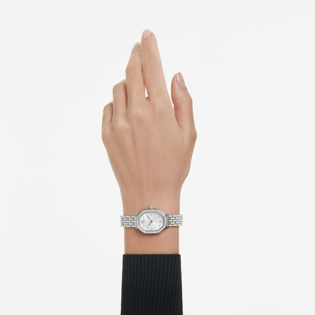 Swarovski Dextera octagon watch Swiss Made, Metal bracelet, Gold tone, Gold-tone finish