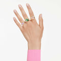 Swarovski Gema motif ring Set (3), Multicolored, 18K gold finish