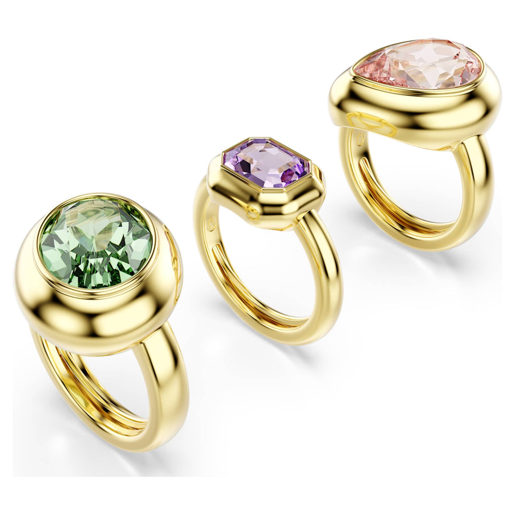 Swarovski Gema motif ring Set (3), Multicolored, 18K gold finish