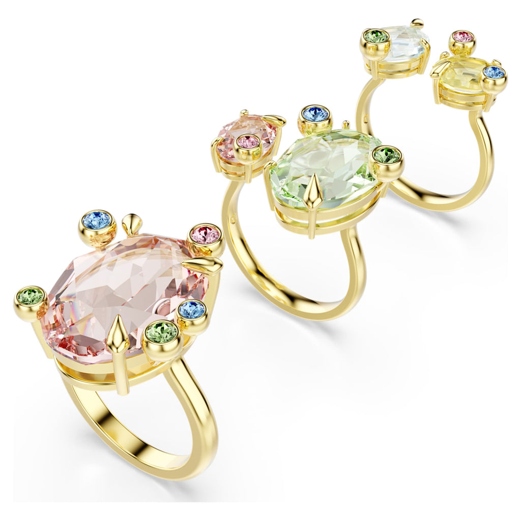 Swarovski Gema ring Set (3), Mixed cuts, Multicolored, 18K gold finish
