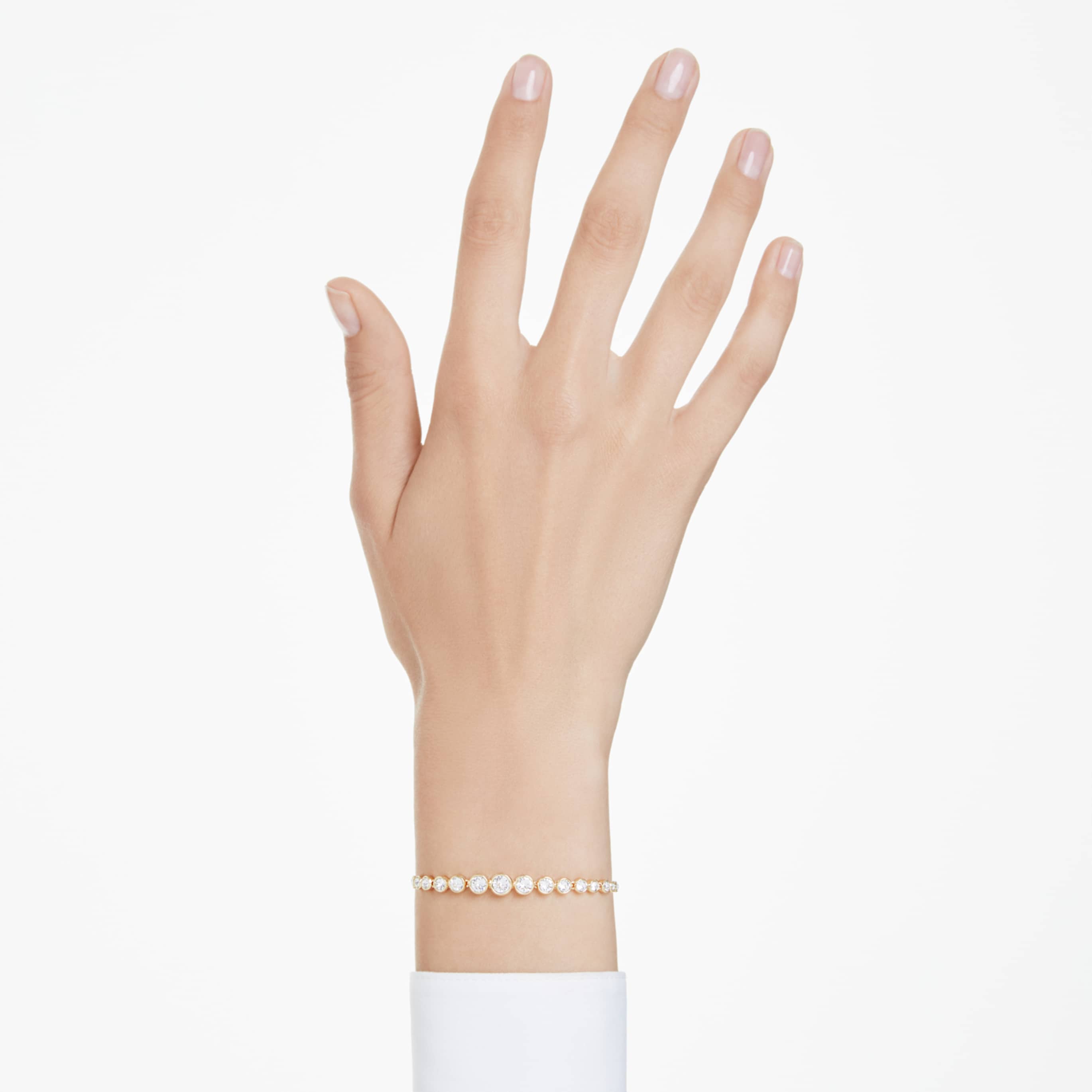 Swarovski Imber bracelet Mixed round cuts, Blue, Rhodium plated