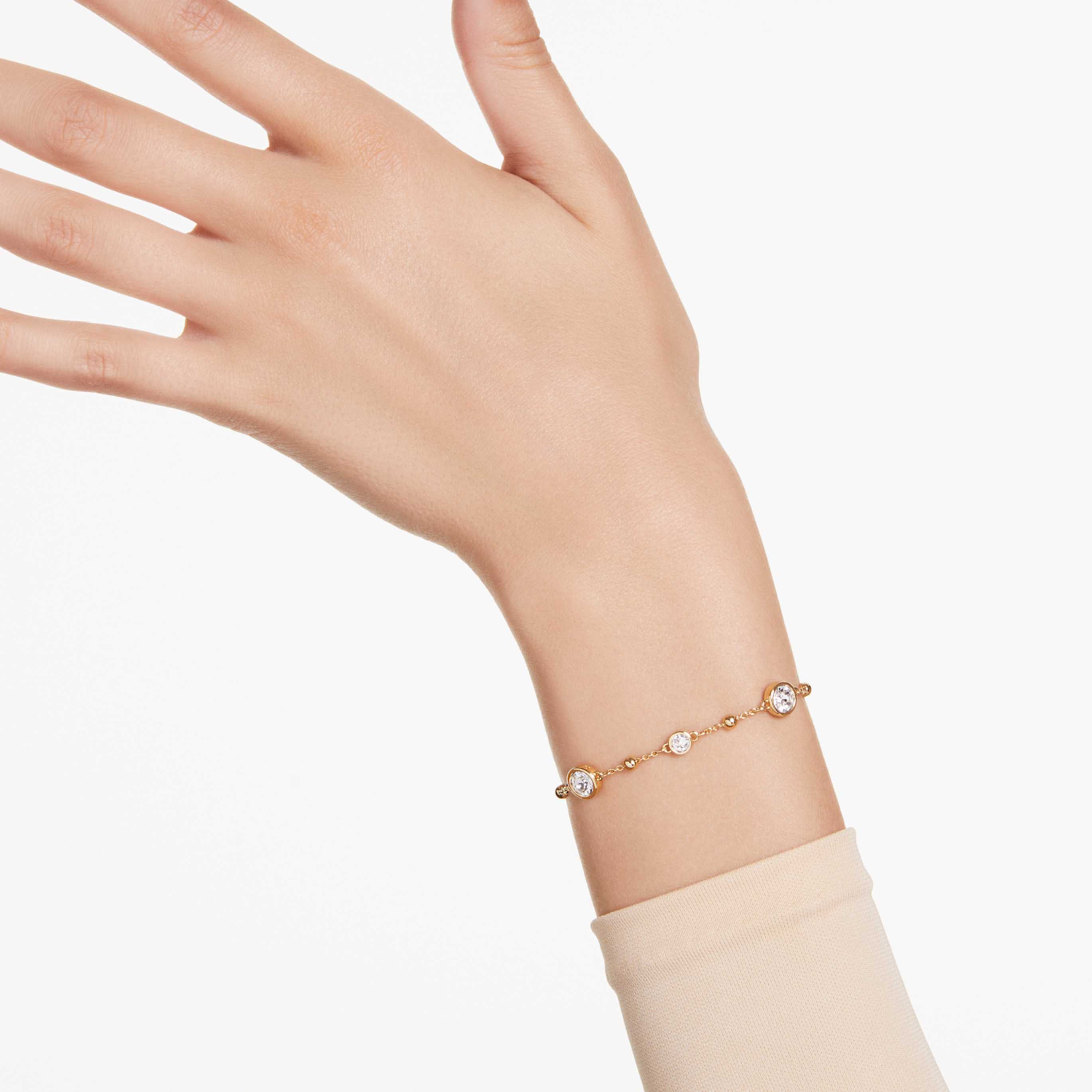 Swarovski Imber bracelet Round cut, Scattered design, White, 18K gold finish