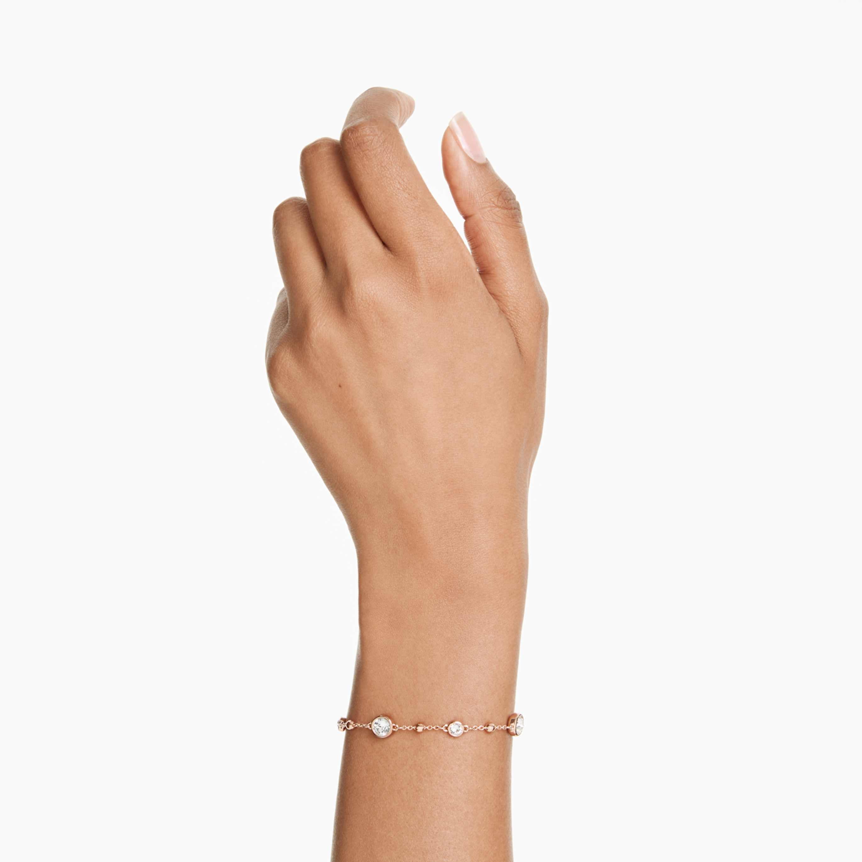 Swarovski Imber bracelet Round cut, Blue, Rhodium plated