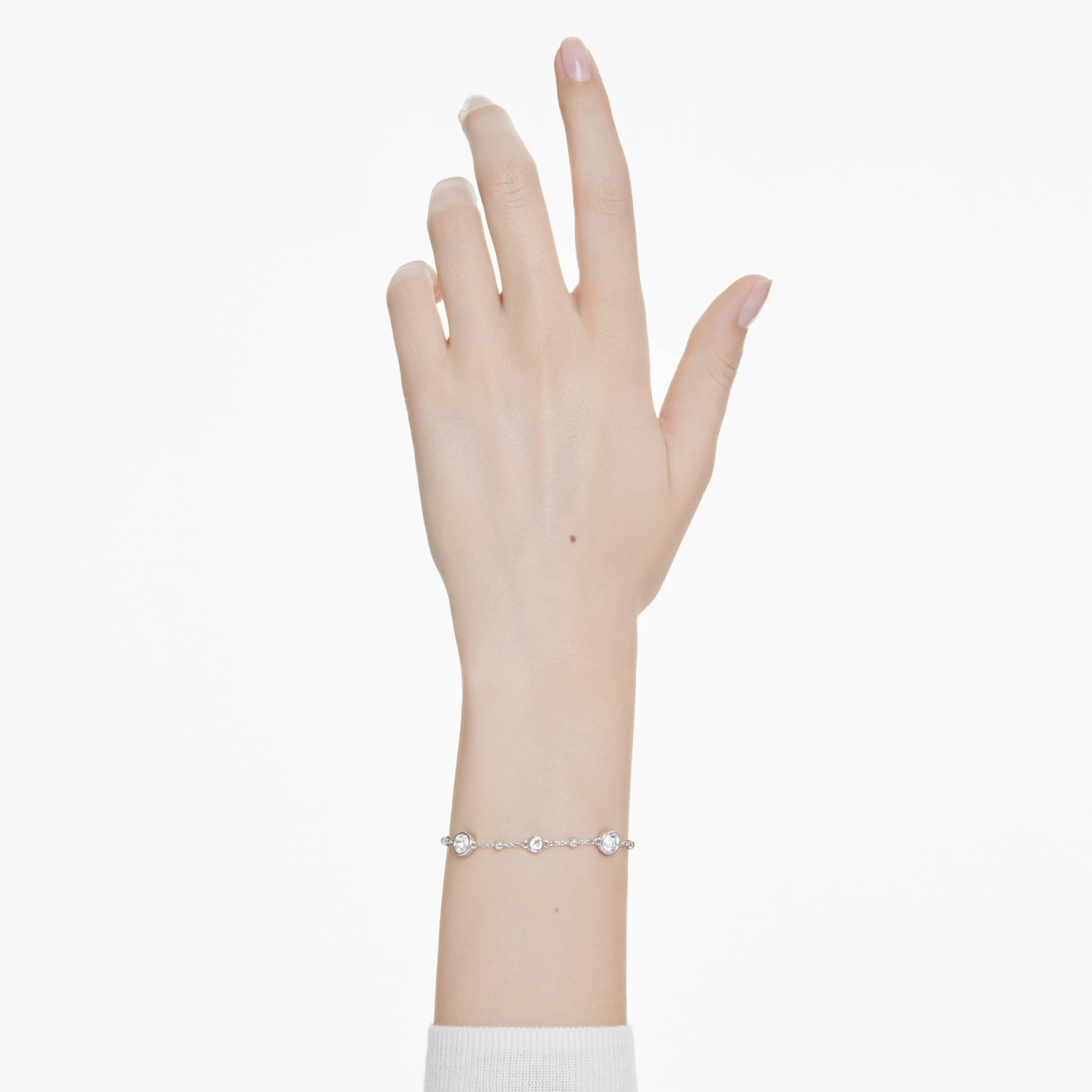 Swarovski Imber bracelet Round cut, Blue, Rhodium plated