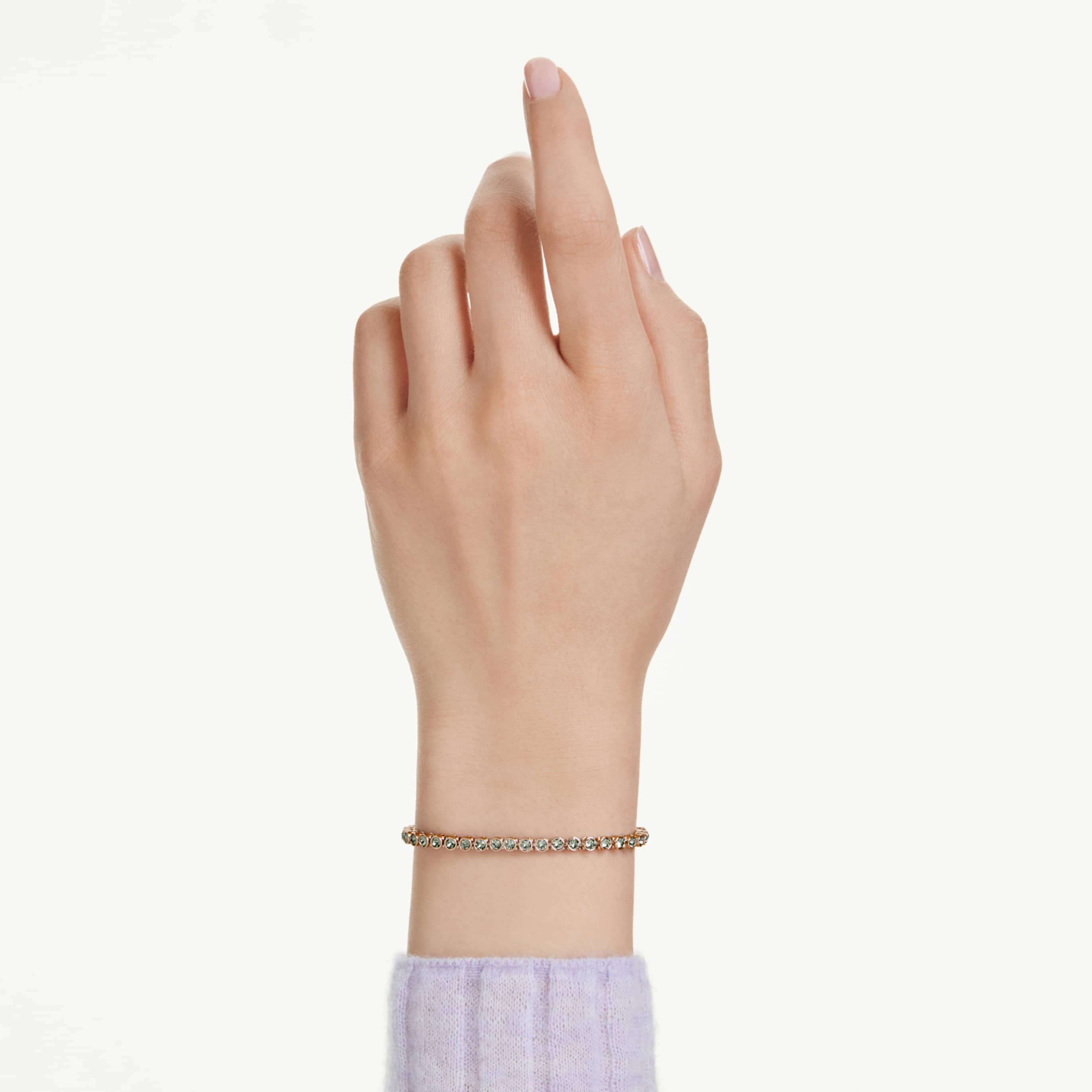 Swarovski Imber Emily Tennis bracelet Round cut, Blue, Rhodium plated