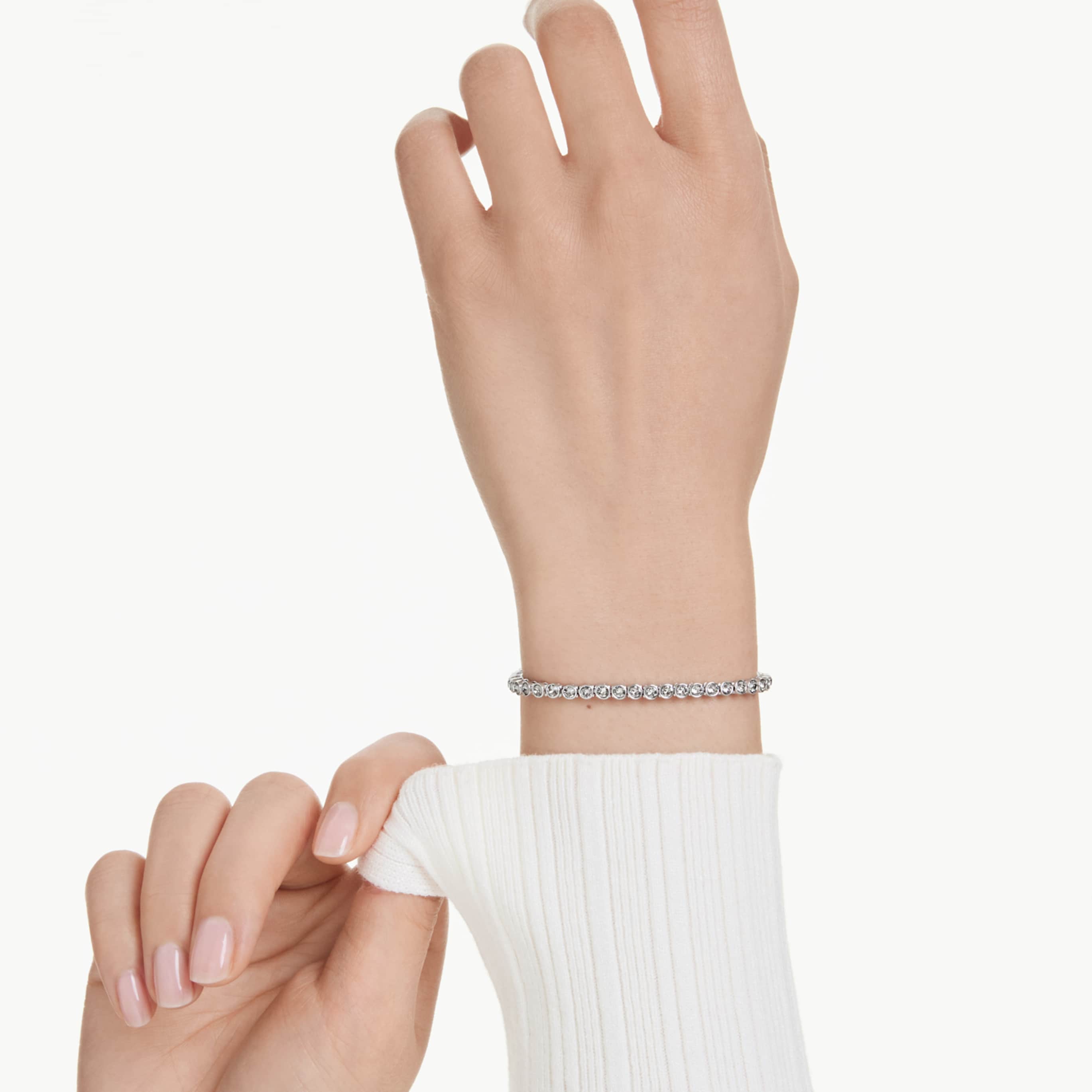 Swarovski Imber Emily Tennis bracelet Round cut, Black, Rhodium plated