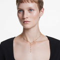 Swarovski Imber Y necklace Round cut, White, 18K rose gold finish