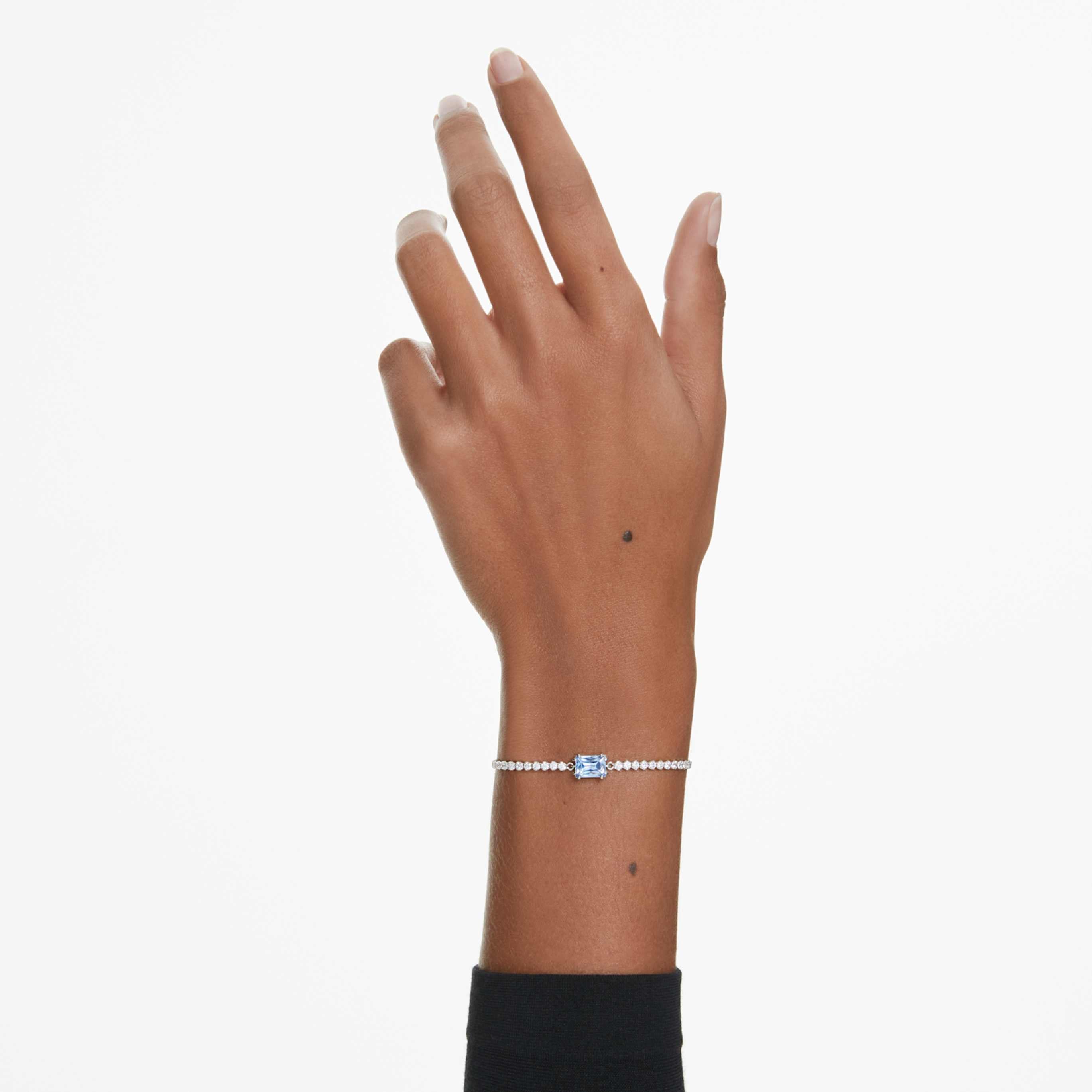 Swarovski Matrix bracelet Mixed cuts, Blue, Rhodium plated