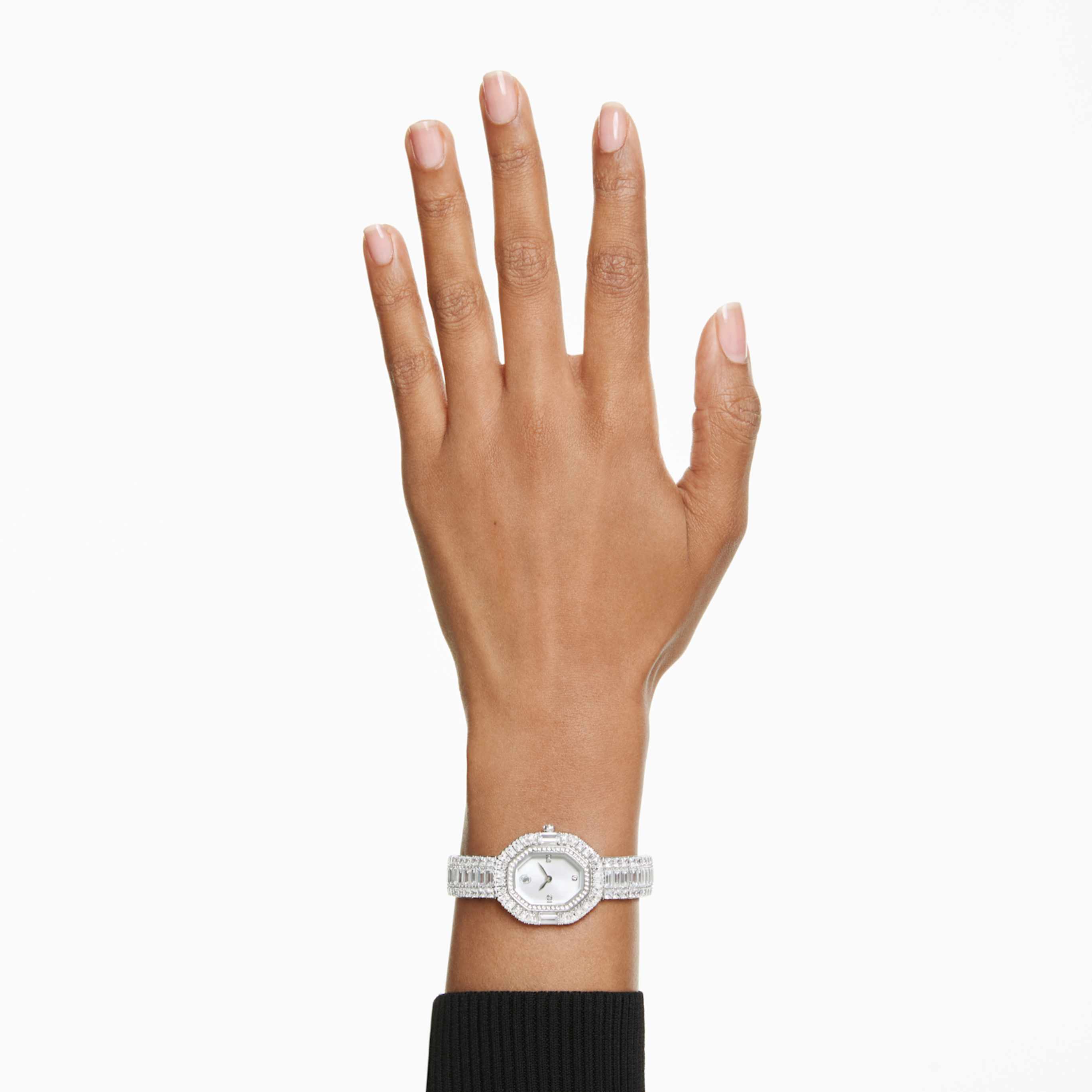 Swarovski Matrix octagon watch Baguette cut, Metal bracelet, Blue, Stainless steel