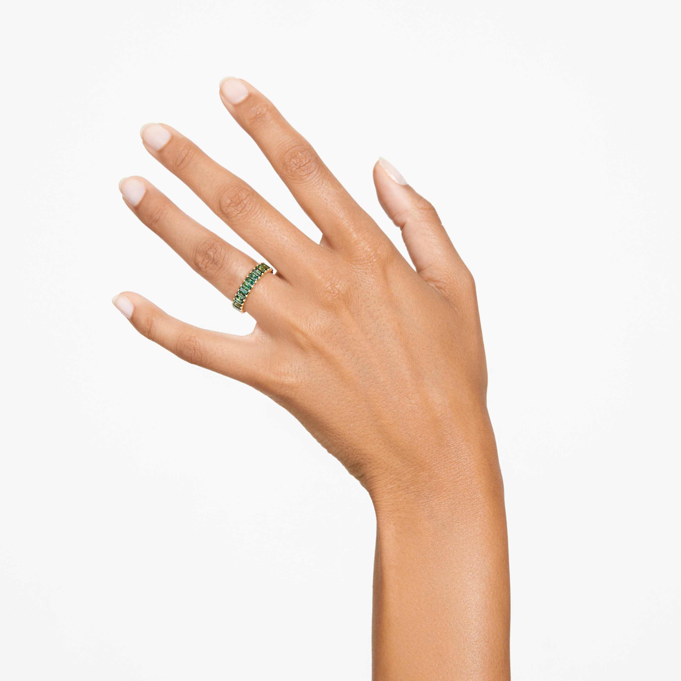 Swarovski Matrix ring Baguette cut, Pink, 18K rose gold finish