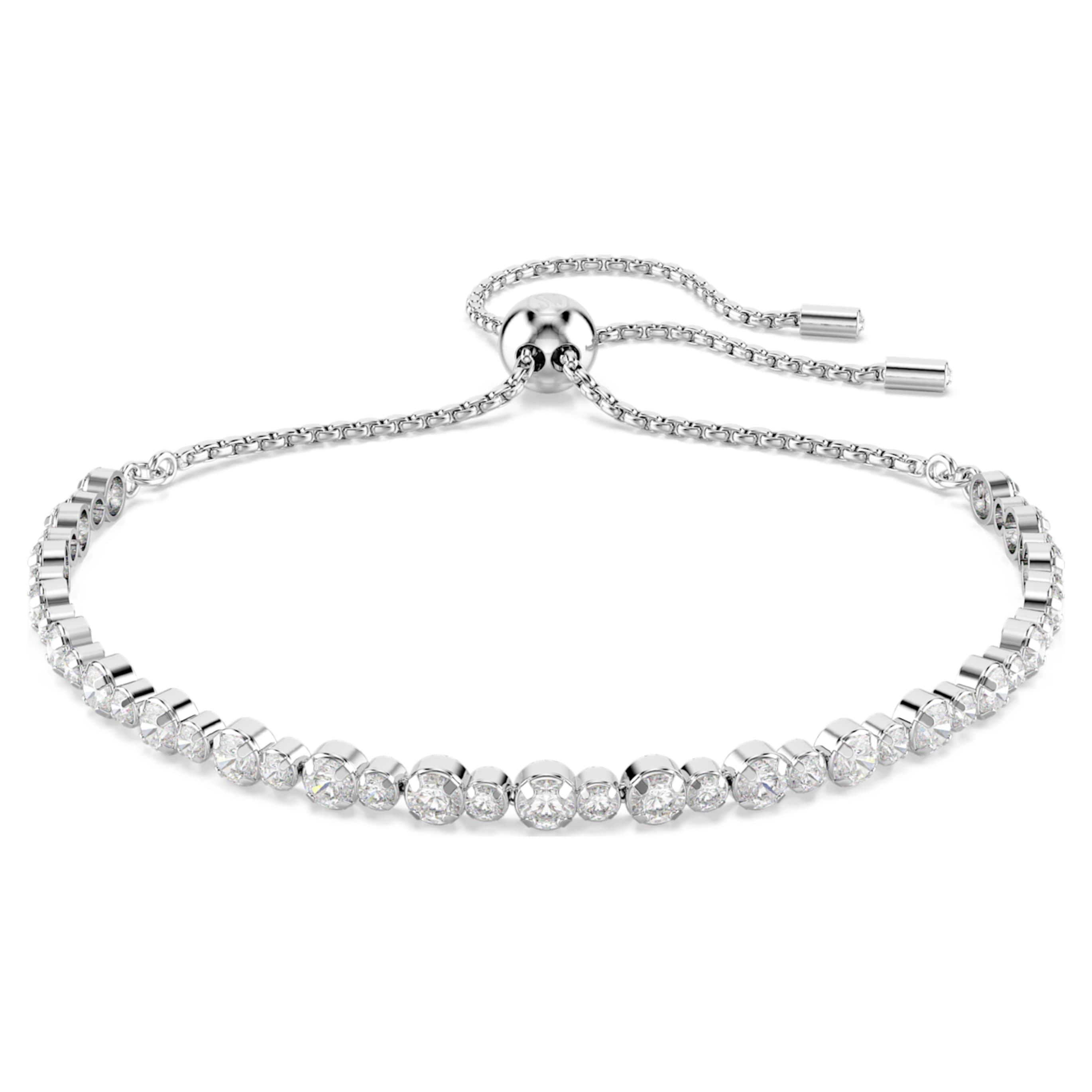 Swarovski Matrix bracelet Round cut, White, 18K gold finish
