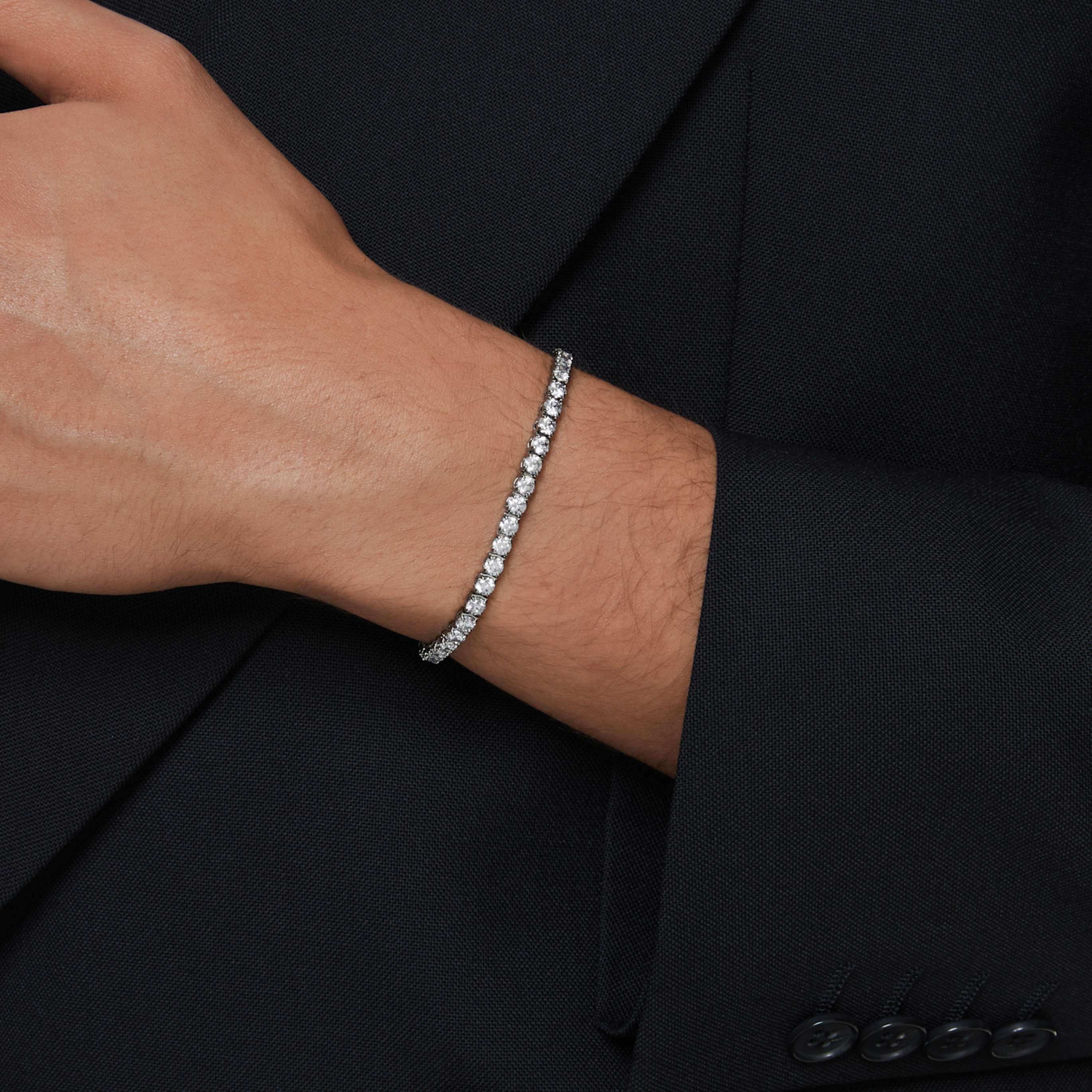 Swarovski Matrix Tennis bracelet Round cut, Black, Ruthenium plated