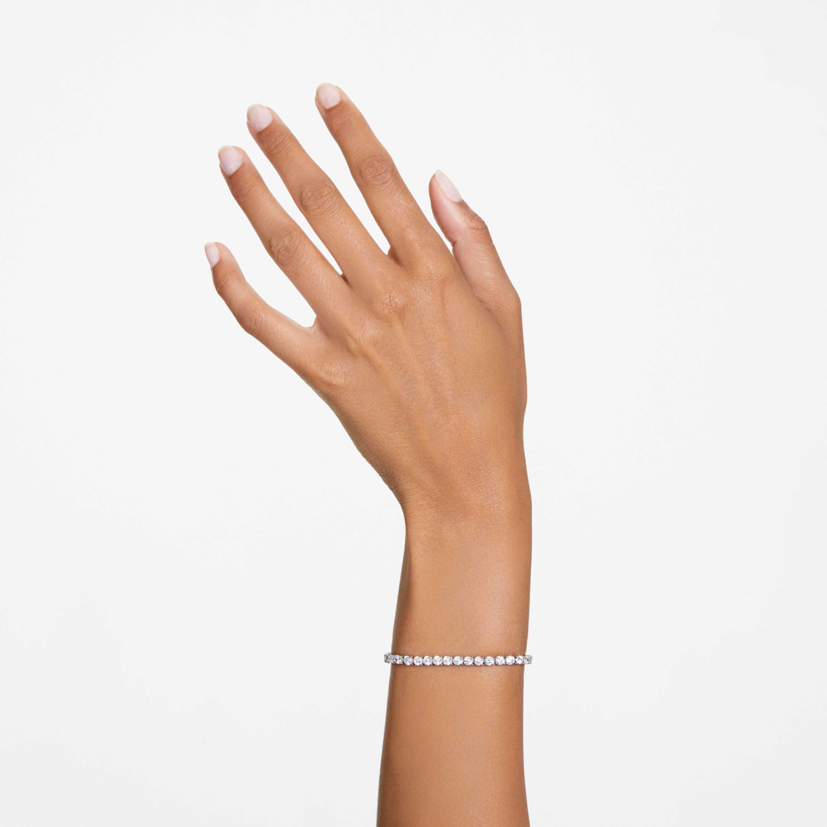 Swarovski Matrix Tennis bracelet Round cut, Pink, Rhodium plated