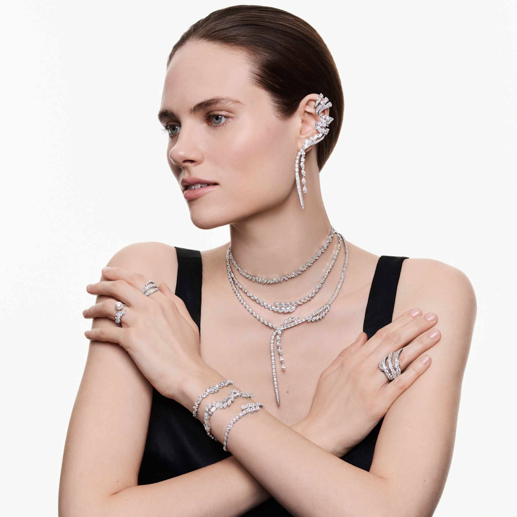 Swarovski Mesmera bracelet Marquise cut, White, Rhodium plated