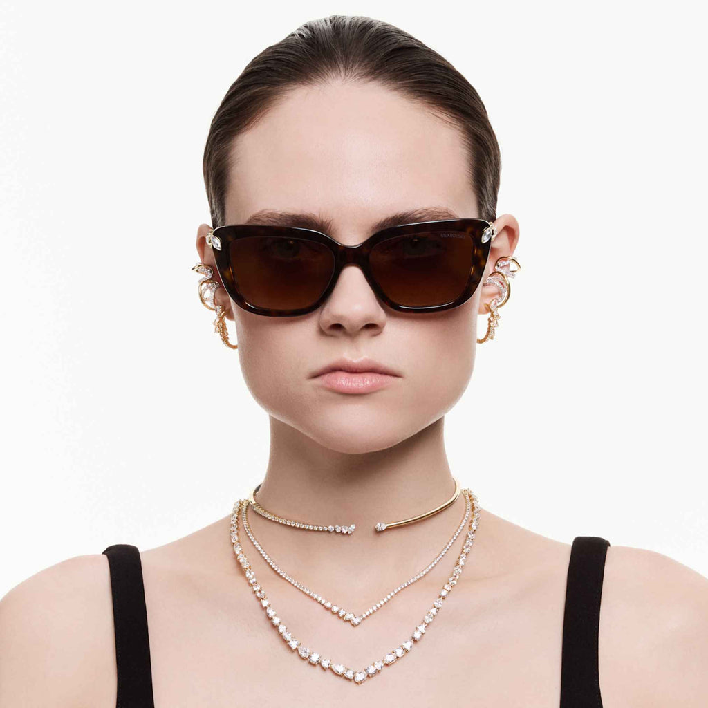 Swarovski Mesmera necklace Mixed cuts, White, 18K gold finish