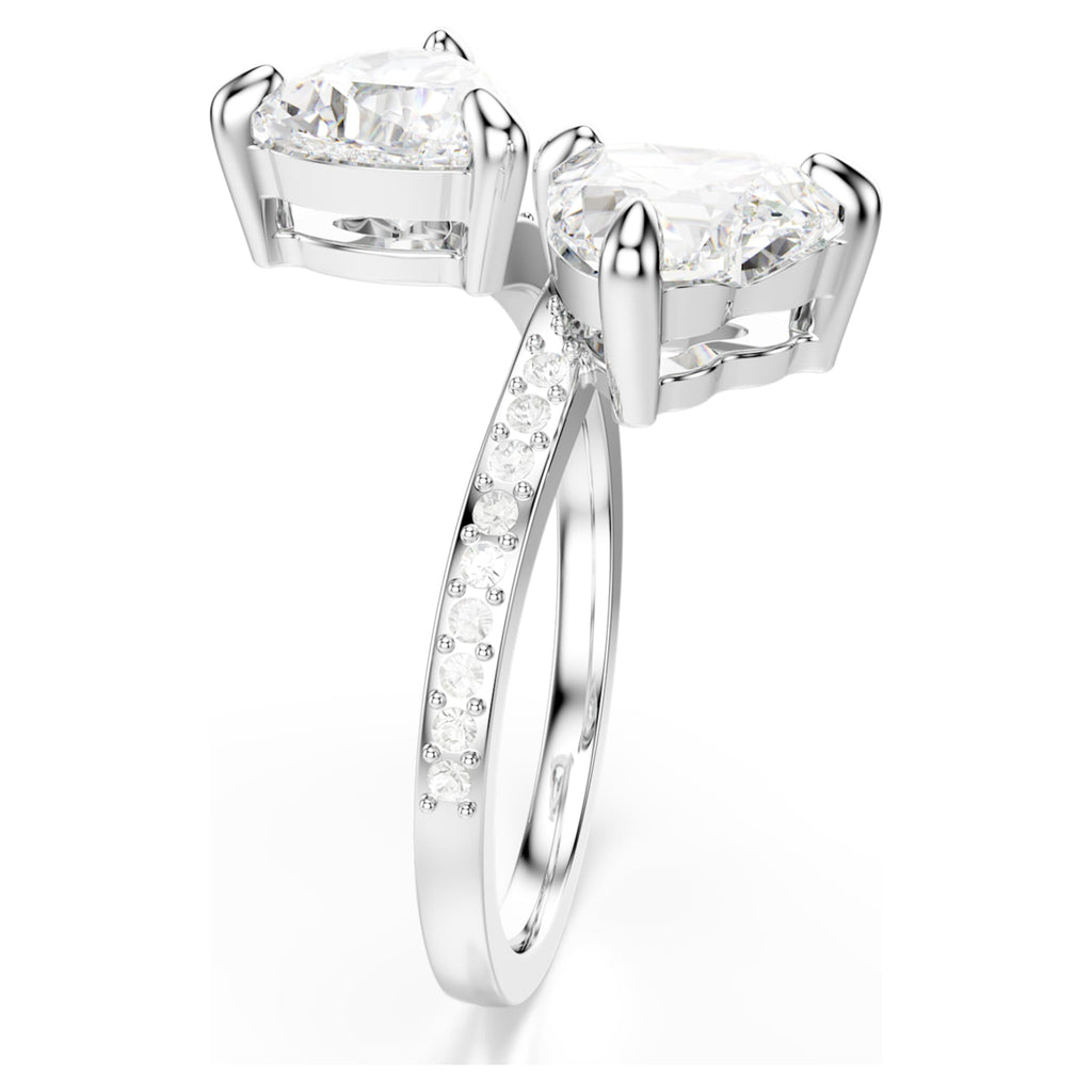 Swarovski Mesmera open ring Heart cut, Pavé, White, Rhodium plated