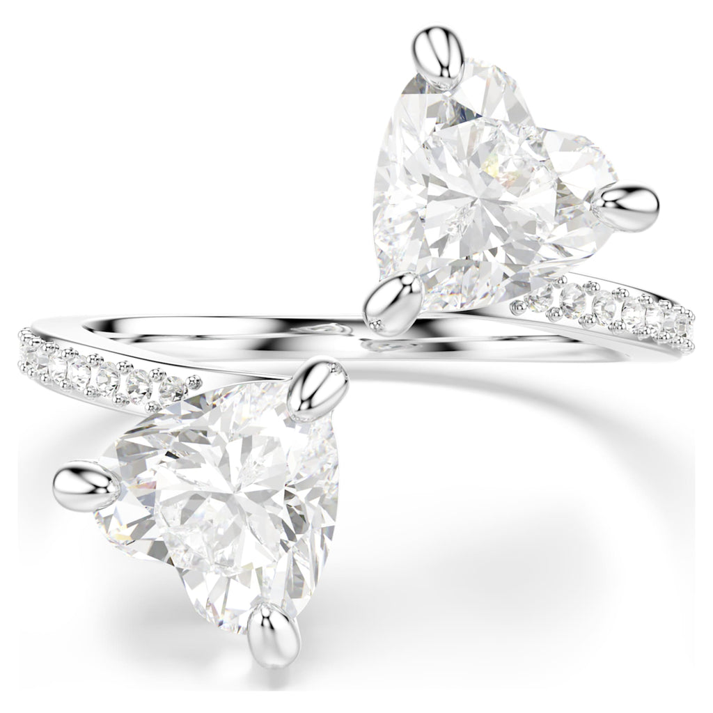 Swarovski Mesmera open ring Heart cut, Pavé, White, Rhodium plated