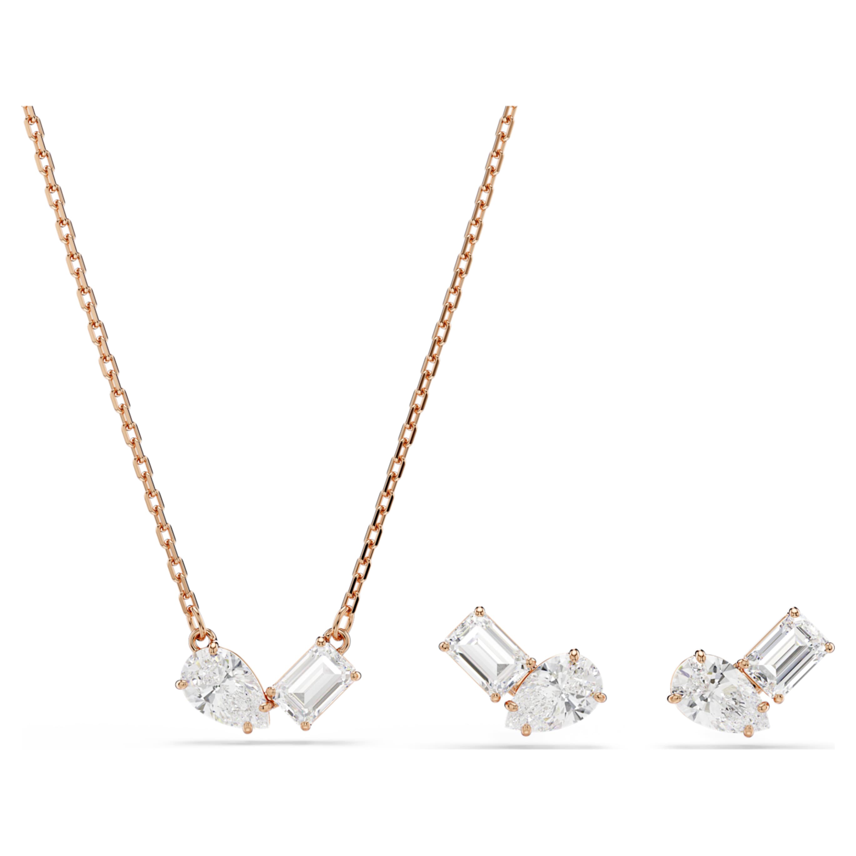 Swarovski Mesmera set Pear cut, Octagon cut, White, 18K rose gold finish