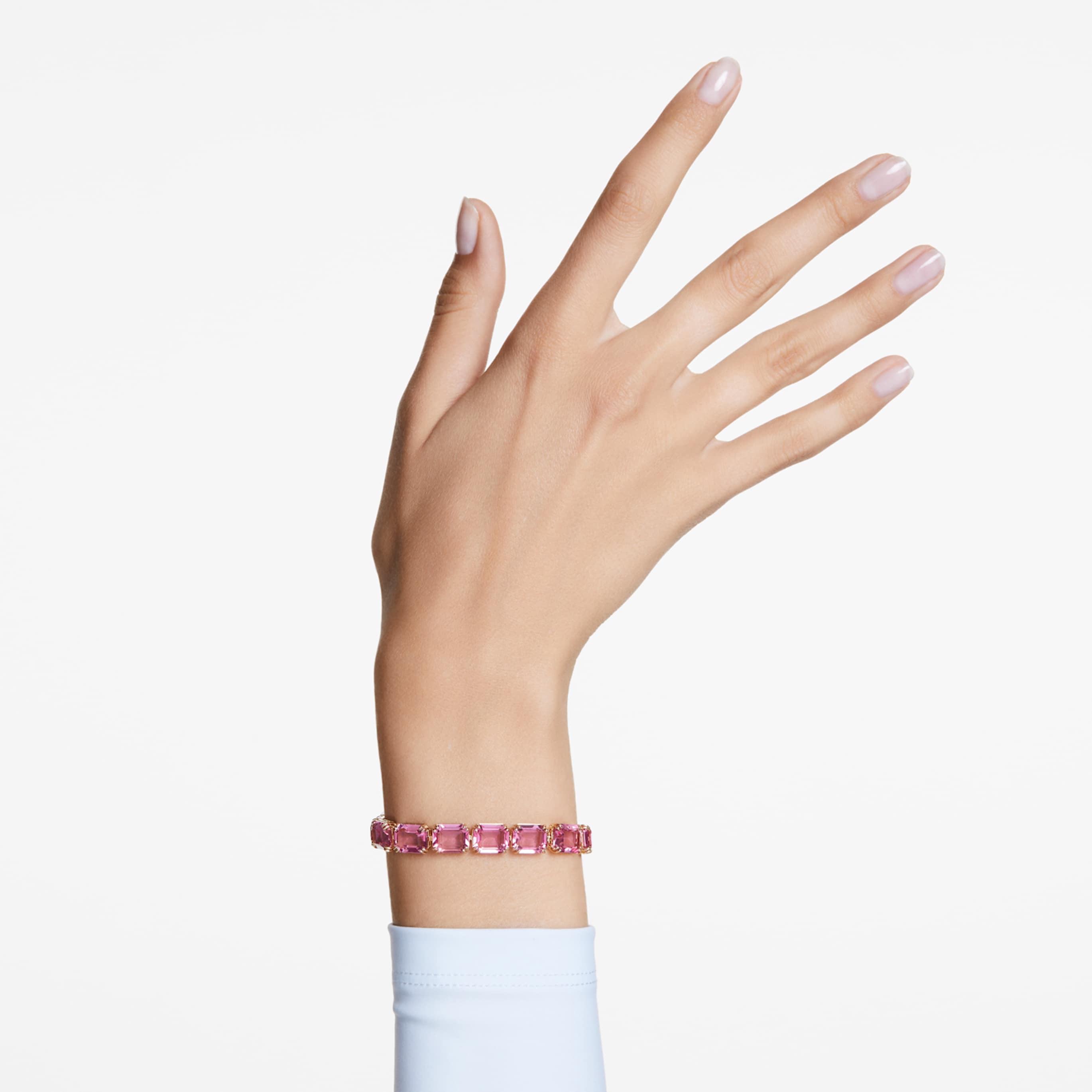 Swarovski Millenia bracelet Octagon cut, Color gradient, Blue, Rhodium plated