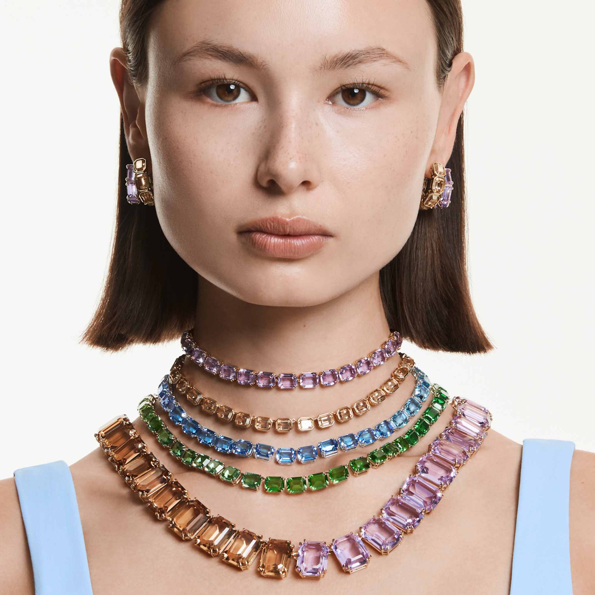 Swarovski Millenia necklace Octagon cut, Yellow, 18K gold finish