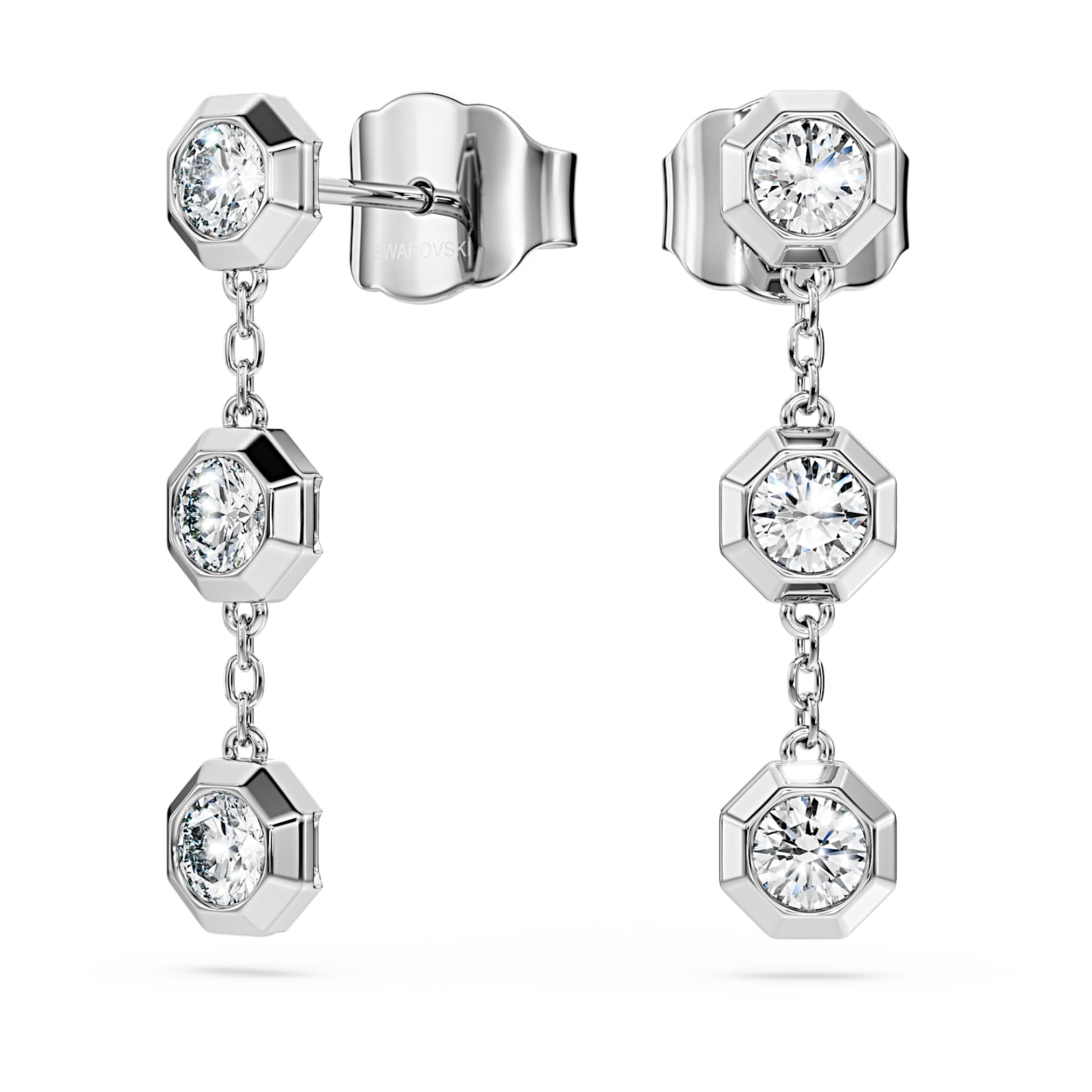 Swarovski Octagon drop earrings Lab-grown diamonds 0.6 ct tw, Round shape, Sterling silver