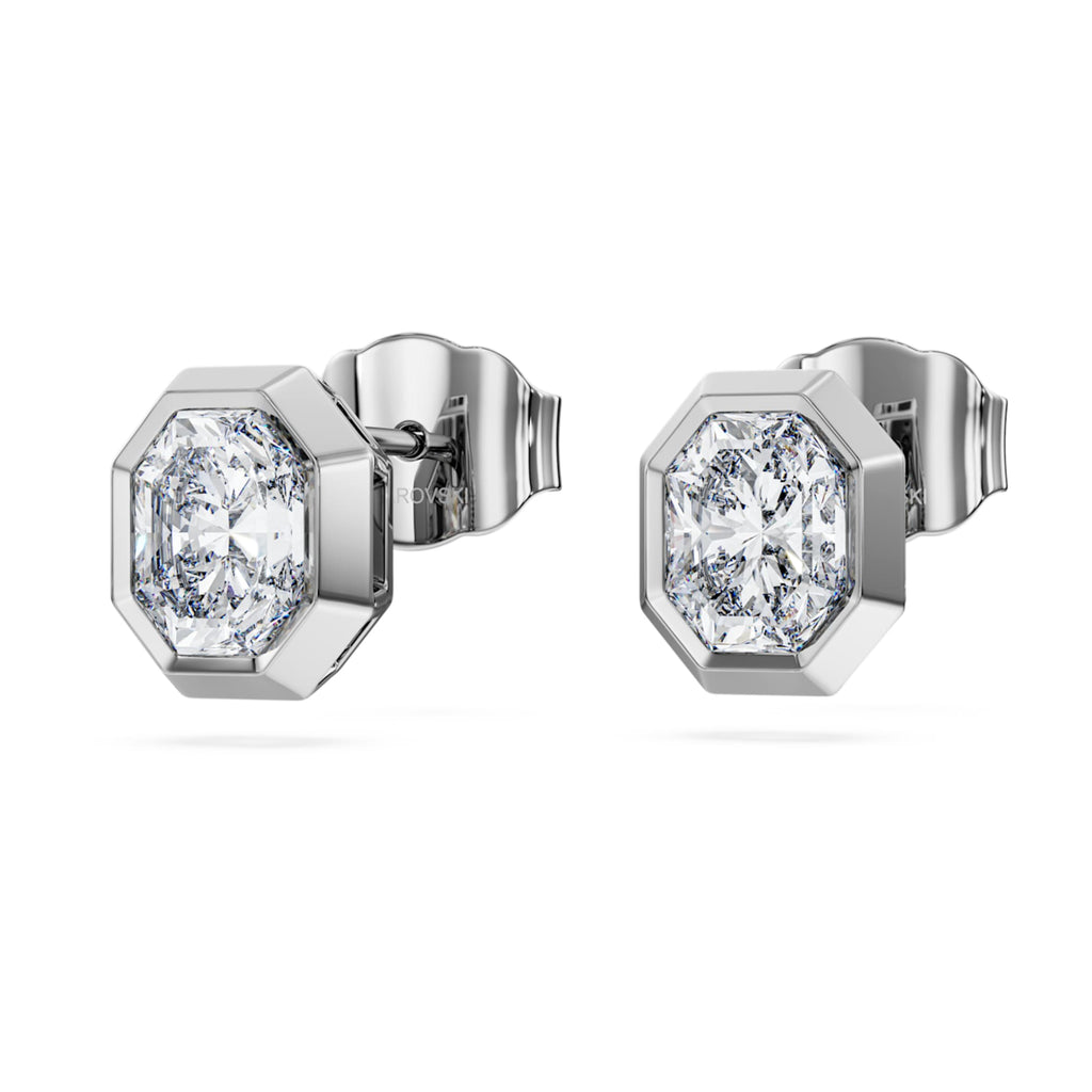 Swarovski Octagon stud earrings Lab-grown diamonds 1.0 ct tw, Octagon shape, 14K white gold