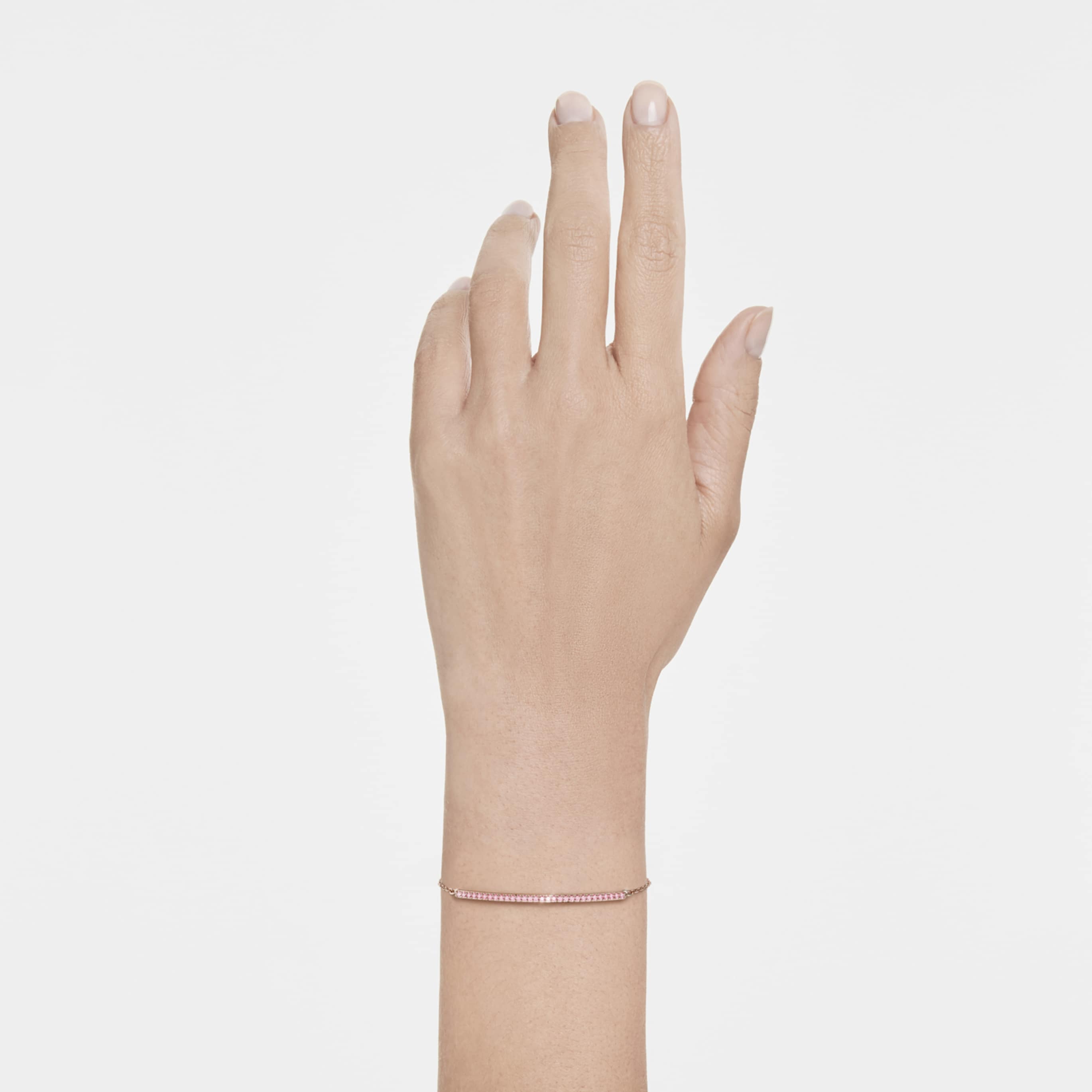 Swarovski Only bracelet Round cut, Pink, 18K rose gold finish