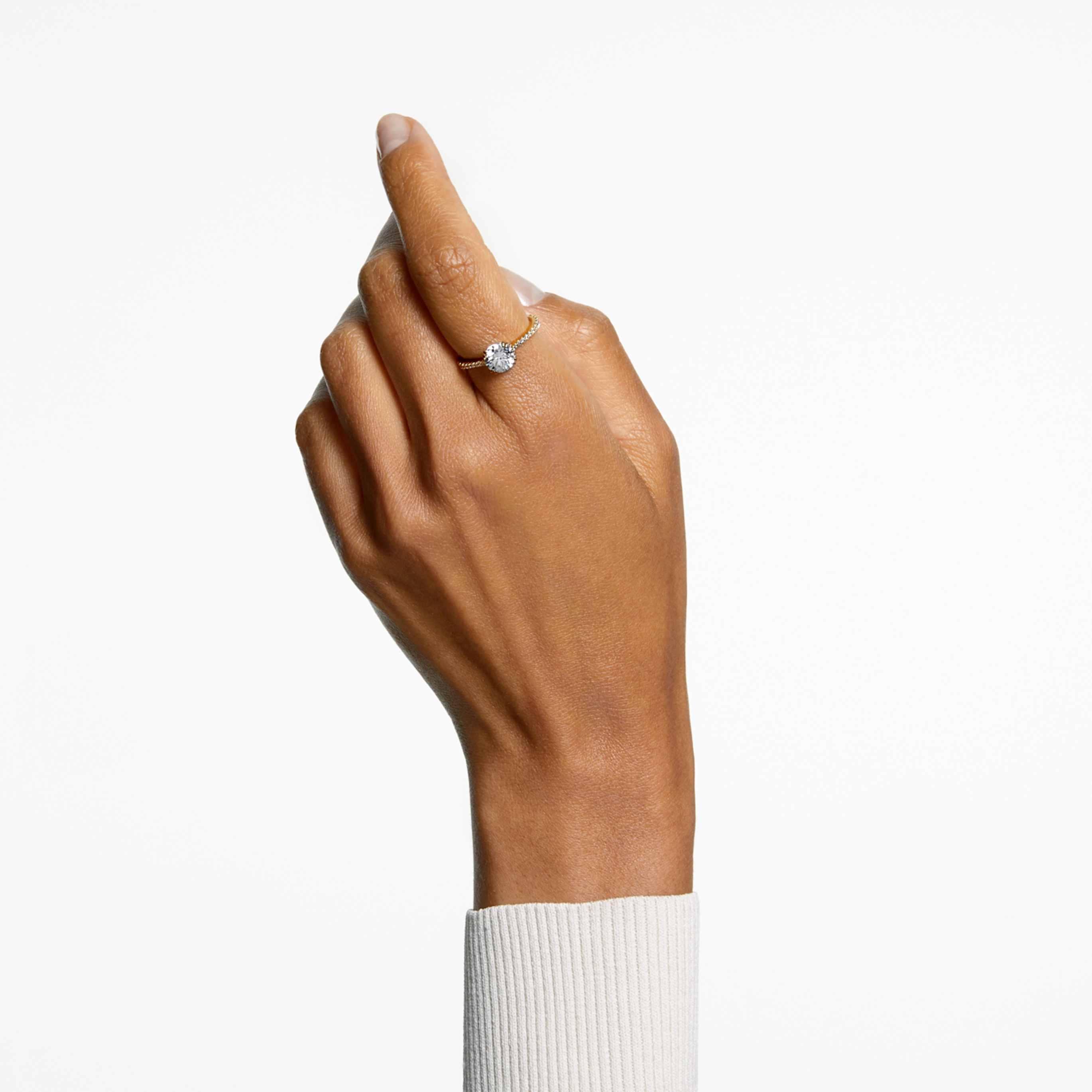 Swarovski Stilla cocktail ring Round cut, Pavé, White, 18K gold finish