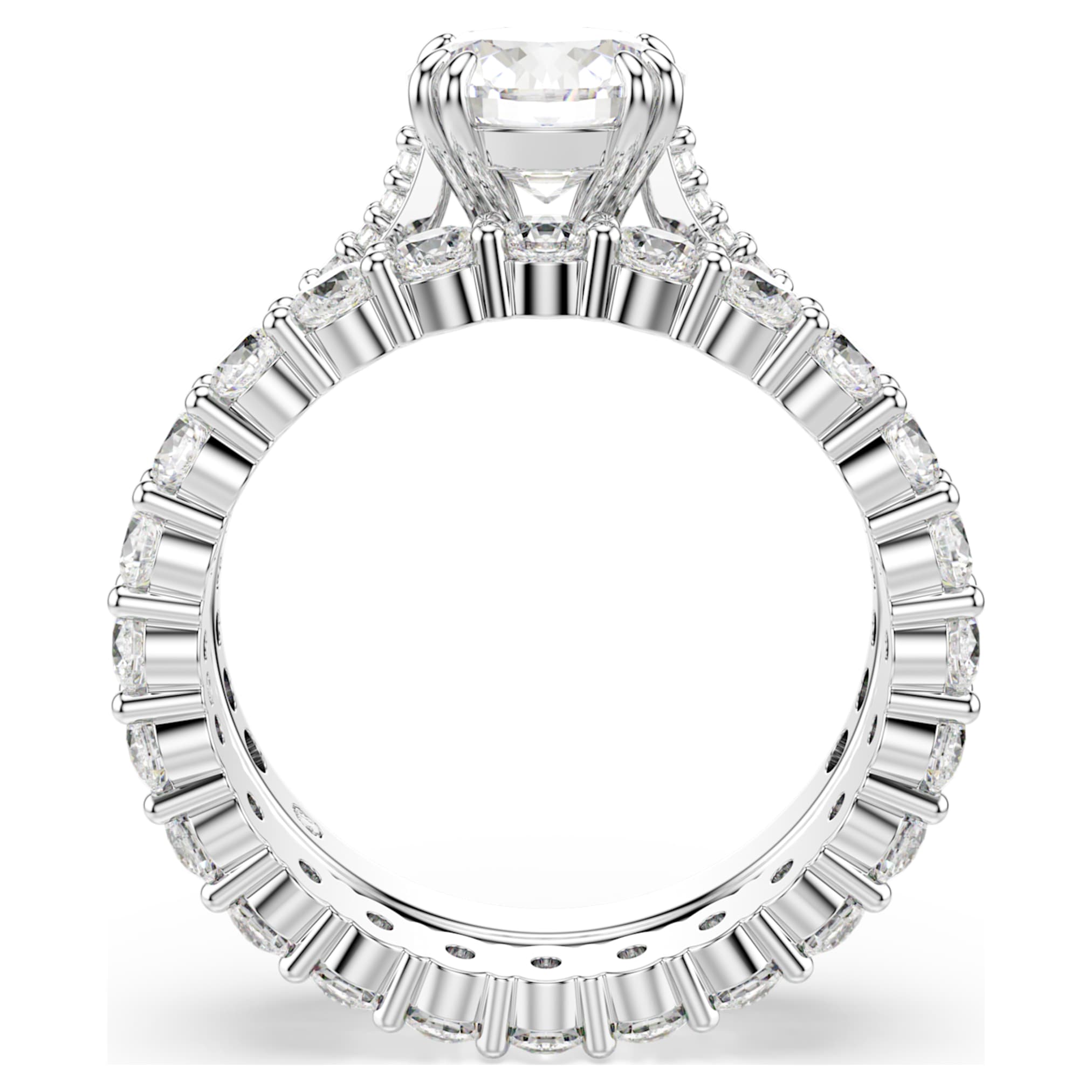 Swarovski Stilla ring Set (2), Round cut, White, Rhodium plated