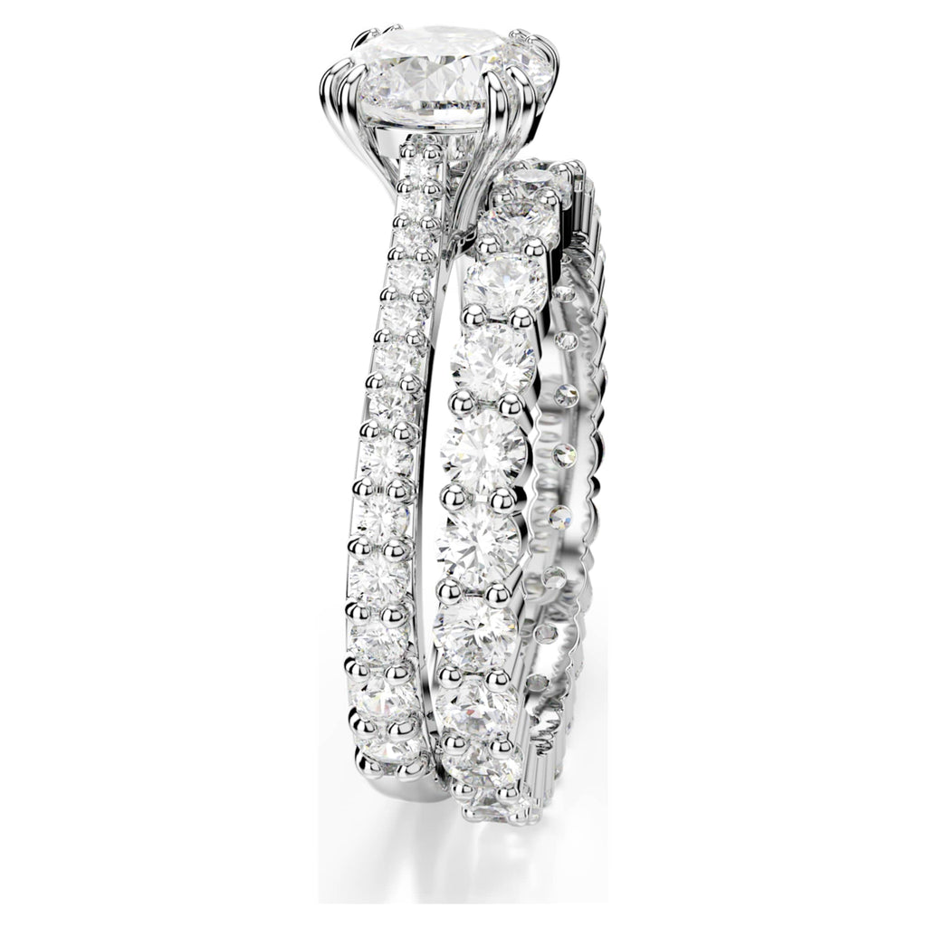Swarovski Stilla ring Set (2), Round cut, White, Rhodium plated
