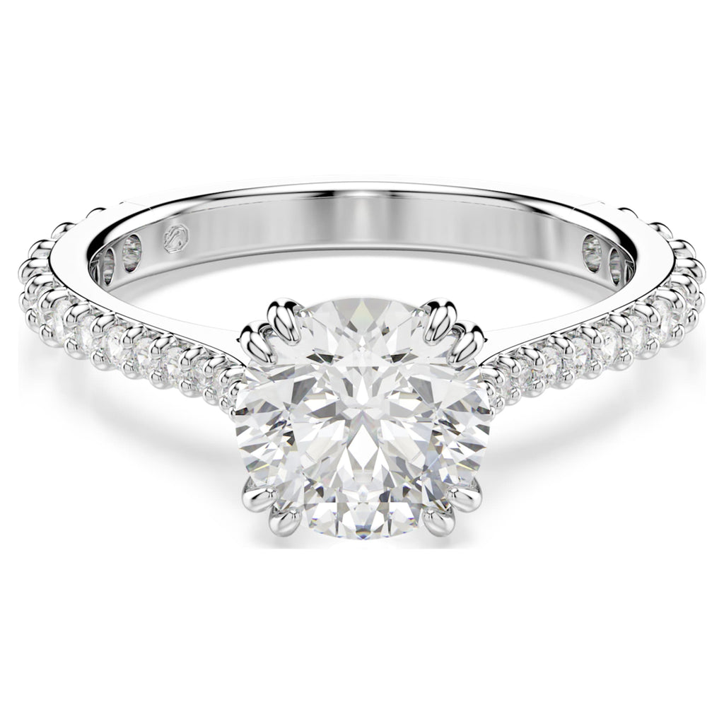 Swarovski Stilla ring Set (2), Round cut, White, Rhodium plated