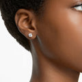 Swarovski Stilla stud earrings Round cut, White, 18K rose gold finish