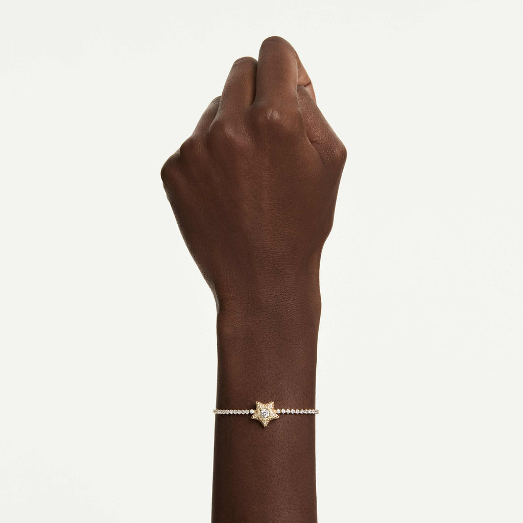 Swarovski Sublima bracelet Round cut, Star, Multicolored, 18K gold finish