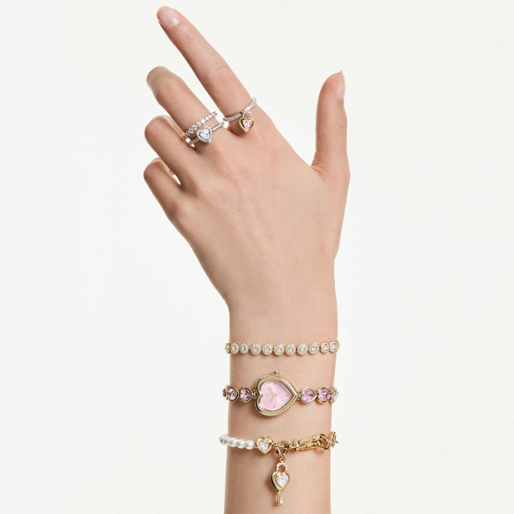 Swarovski Una Angelic bracelet Round cut, White, 18K gold finish