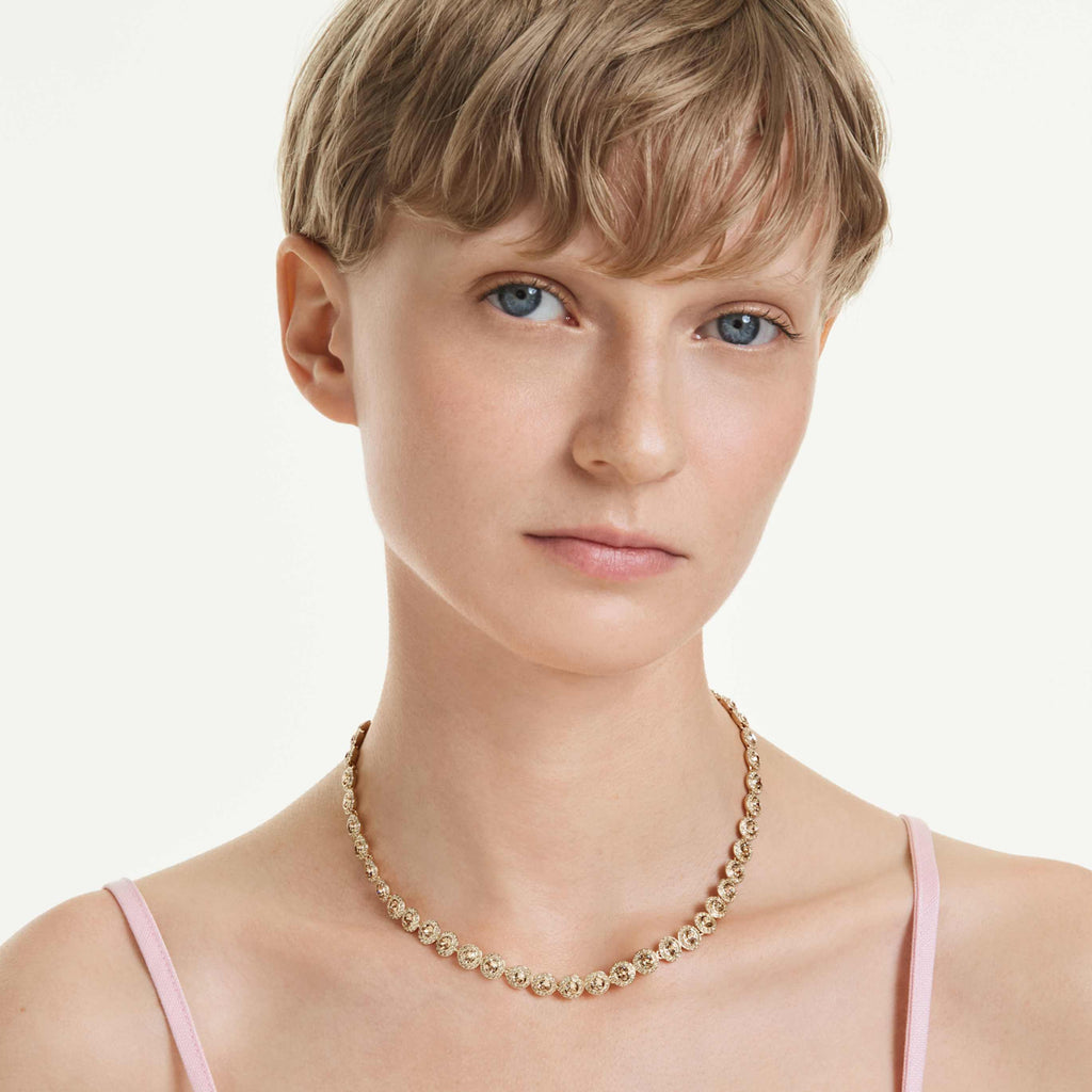 Swarovski Una Angelic necklace Round cut, White, 18K gold finish