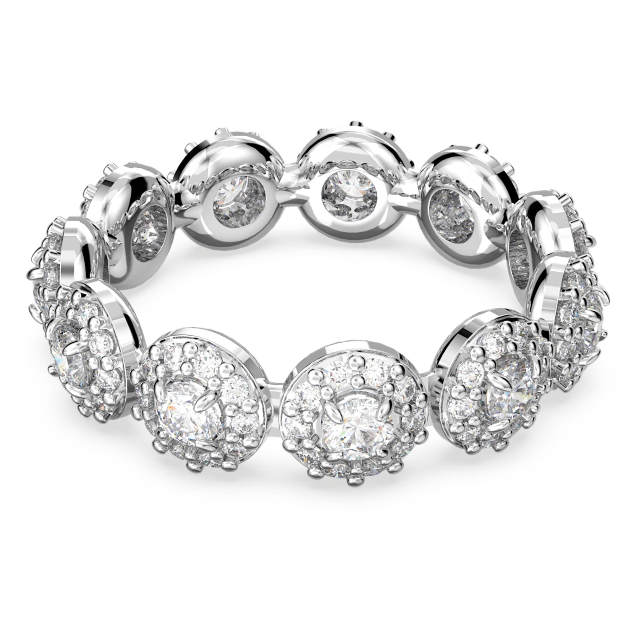 Swarovski Una Angelic ring Round cut, White, Rhodium plated