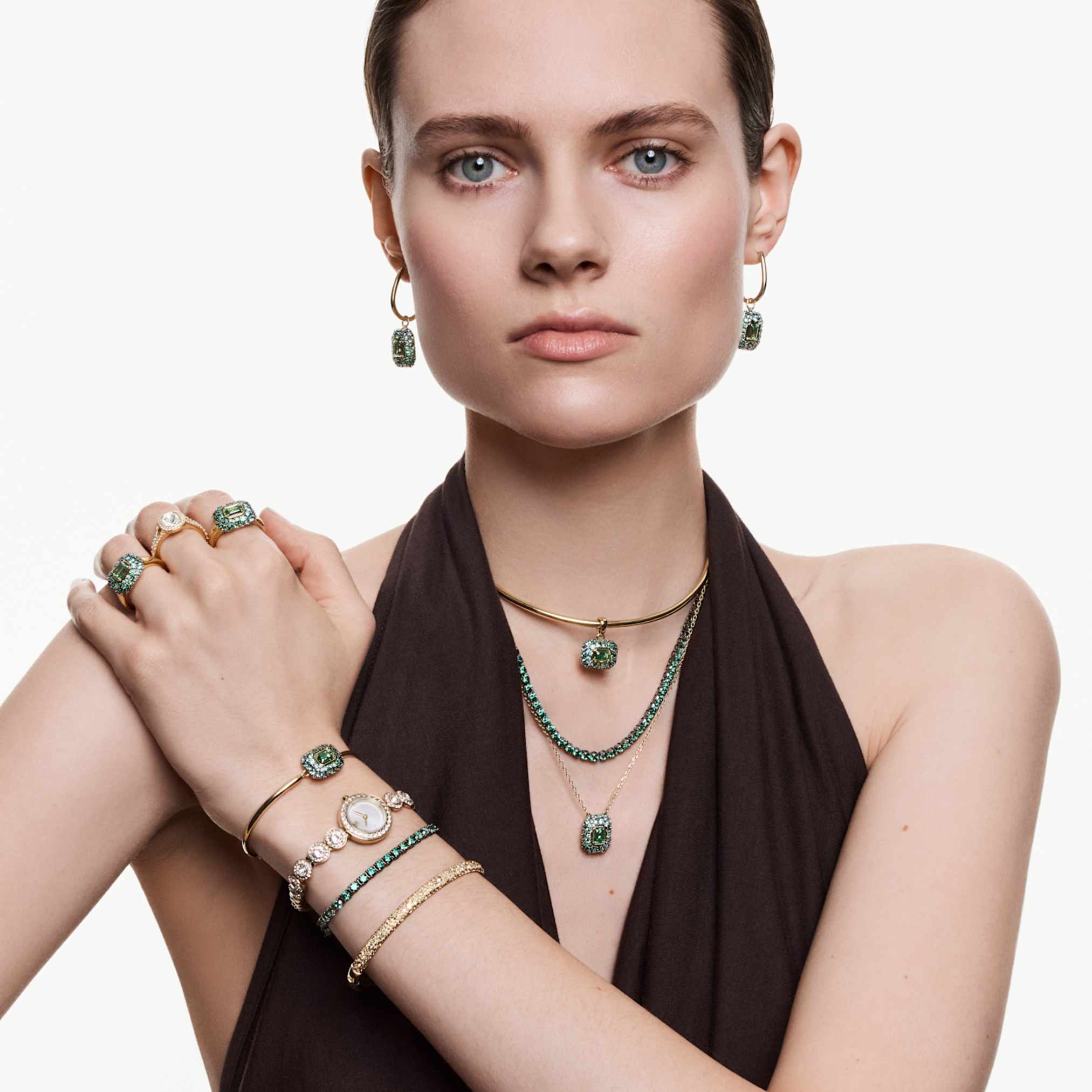 Swarovski Una Angelic watch Crystal bracelet, Gold tone, Gold-tone finish