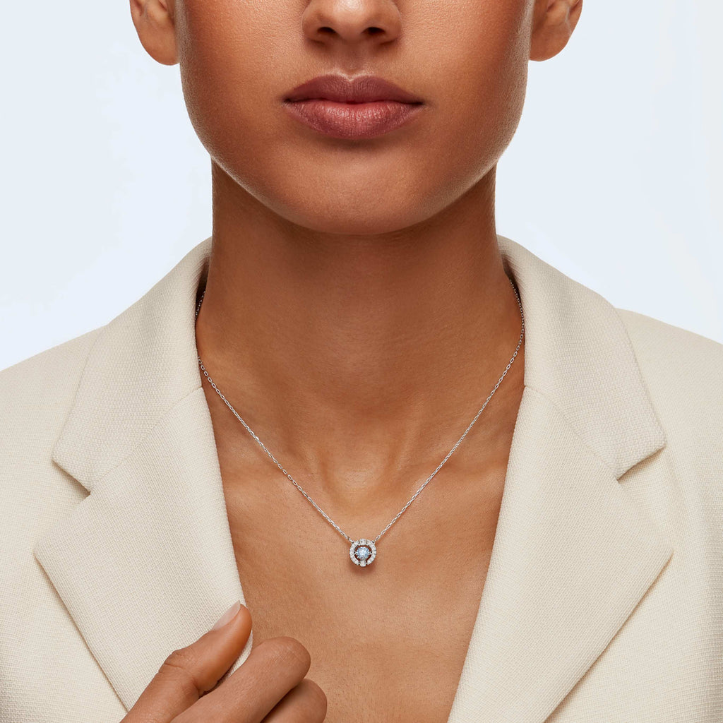 Swarovski Una necklace Round cut, White, Rhodium plated