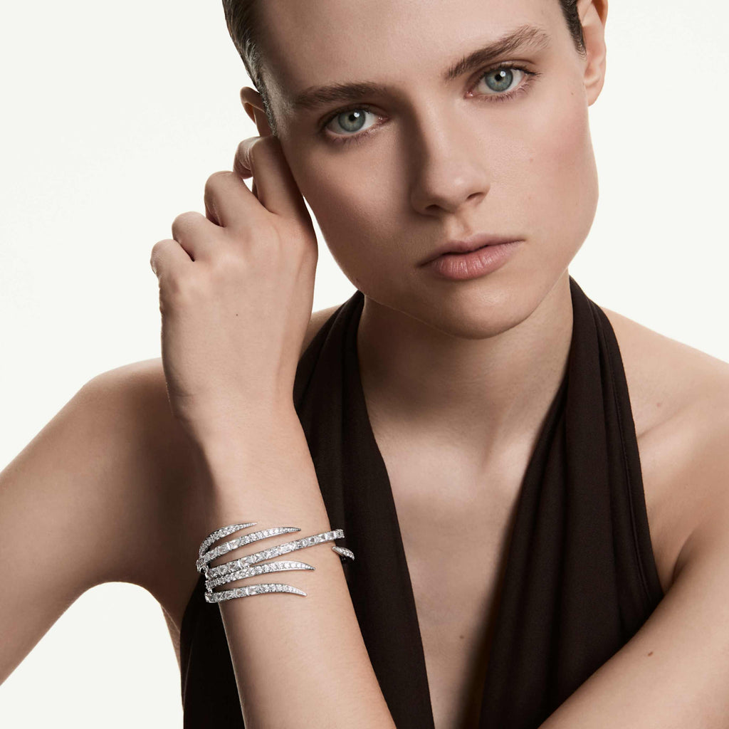Swarovski The Vienna Collection bangle Feather, White, Ruthenium plated